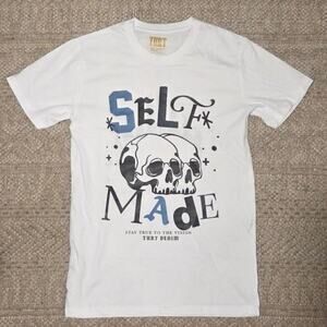 THRT “Self Made” Skull Graphic Tee White Size S NWOT